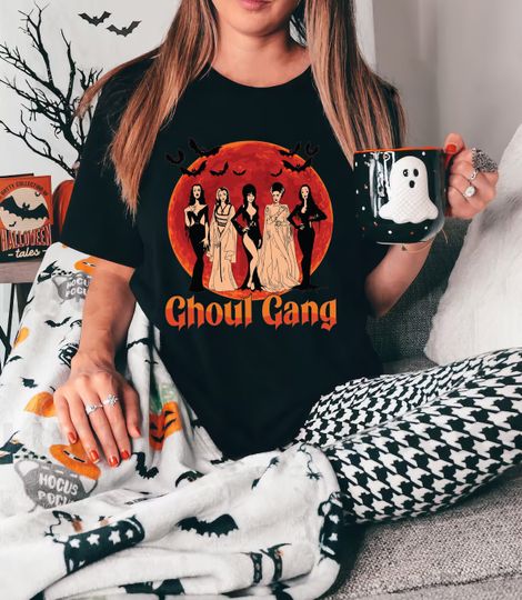 Ghoul Gang Villains Squad T-Shirt, Elvira Morticia Vampira Lily Gothic Halloween Vintage Shirt