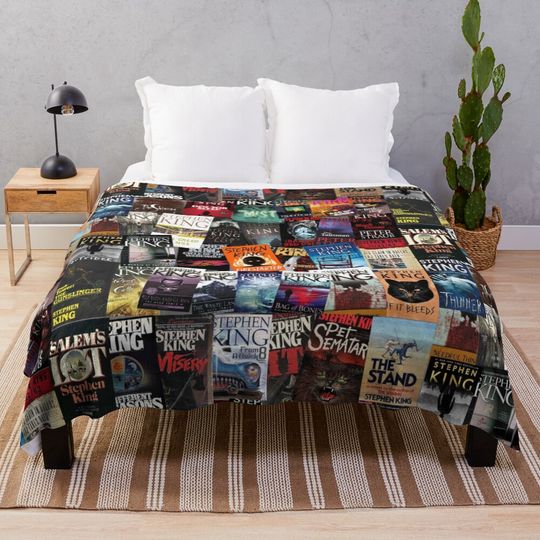 Stephen King Book Covers, Horror Bookworm Throw Blanket