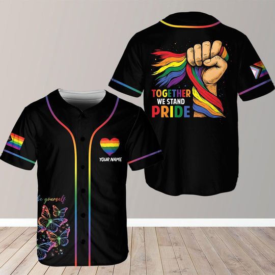 Personalized Pride Month Baseball Jersey, Custom Name LGBTQ+ Pride Baseball Jersey