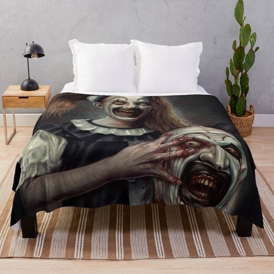 Terrifier 2- The Little Pale Girl Throw Blanket