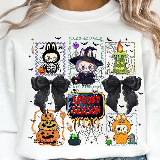Coquette Bow Spooky Doll Monster Characters Sweatshirt, Monster Doll Horror Merch