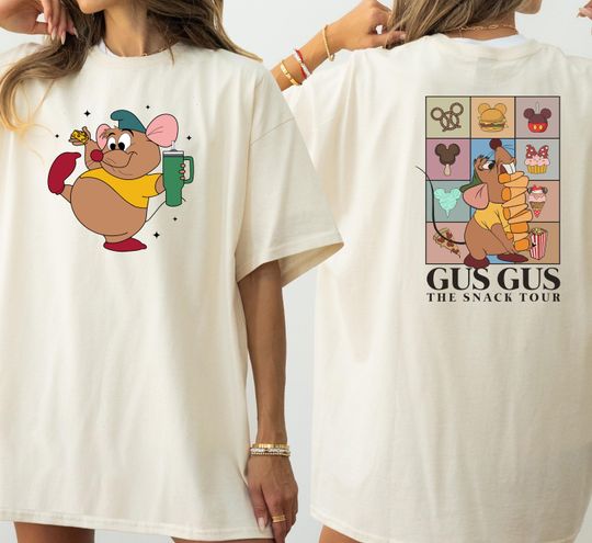 Gus Gus Snack Tour Double Sided T-Shirt, Disney Mouse Cute Shirt