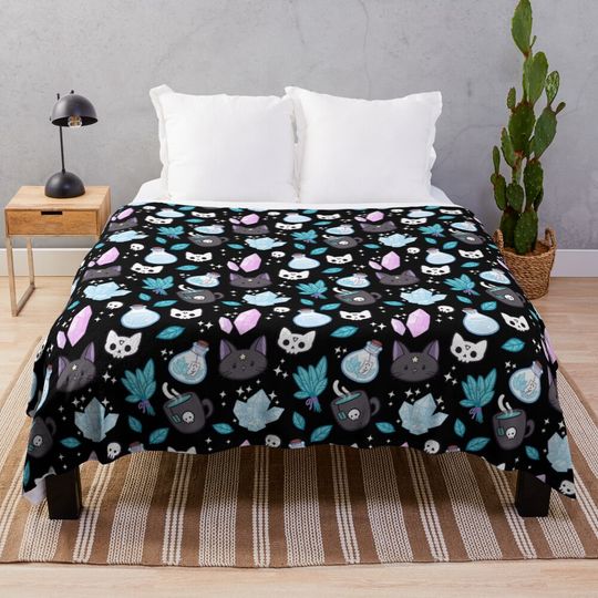 Herb Witch // Black | Nikury Throw Blanket