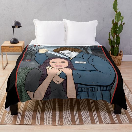 Scary Killer Halloween Art for Cody by Moody Characters Throw Blanket