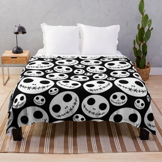 Halloween Skeleton Jack Skellington Pattern Skelington Throw Blanket