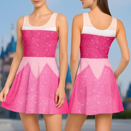 Princess Aurora Skater Dress, Disney Princess Women Dress, Disneybound Cosplay Costume