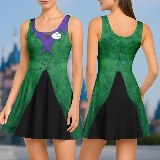 Oogie Boogie Cast Member Costume Skater Dress, Disney Movie Women Dress