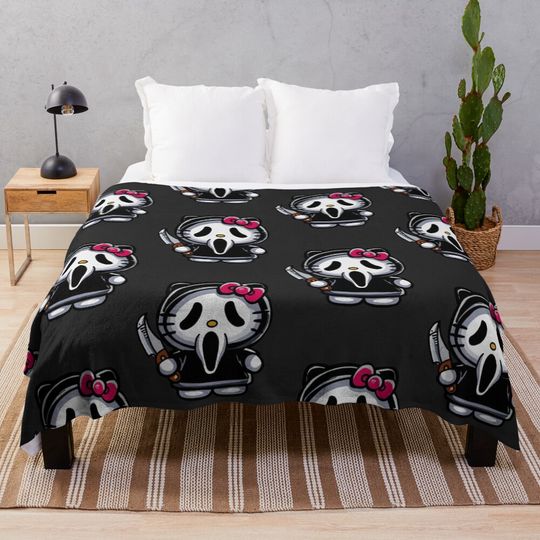 Scream Kitty Halloween  Throw Blanket