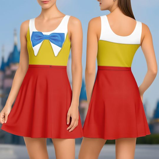 Tweedledum and Tweedledee Costume Skater Dress, Villain Twin Suit Alice In Wonderland Women Dress