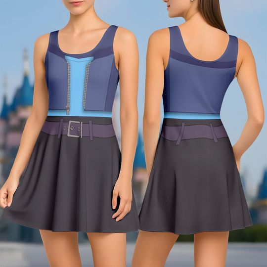 Judy Hopps Costume Skater Dress, Disney Zootopia Cosplay Costume,Halloween Women Dress