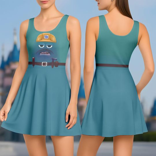 Fritz Skater Dress, Inside Out Character Costume, Mind Worker Outfit, Halloween Party Cosplay