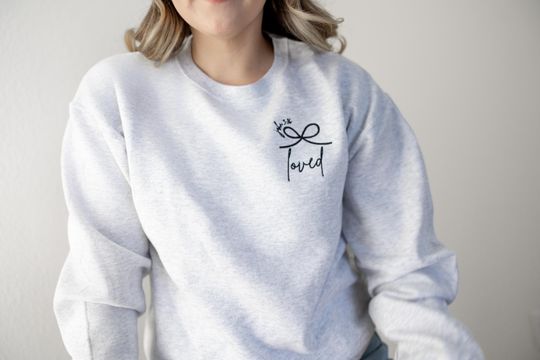Embroidered John 3:16 Loved Sweatshirt - Christian Faith Crewneck - Minimalist Bible Verse Sweater