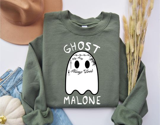 Ghost Malone Sweatshirt, Halloween Sweatshirt, Cute Ghost Sweat, Funny Halloween Crewneck,  trendy sweatshirt, halloween shirt, women tee