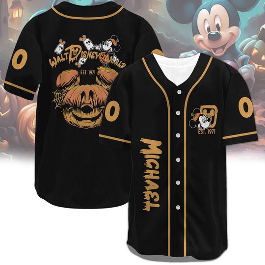 Halloween Mickey T-Shirt, Disney Mickey Horror Baseball Jersey, Personalized Scary Movie Jersey, Vintage Halloween Toddler Baseball Shi