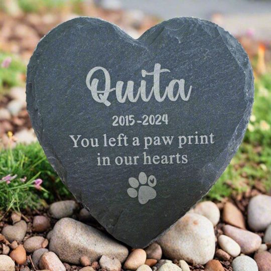 Custom Engraved Pet Memorial Stone, Personalized Slate Dog Cat Memorial Plaque