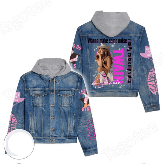 Shania Twain Wanna Make Some Noise Really Raise My Voice Hooded Jean Jacket