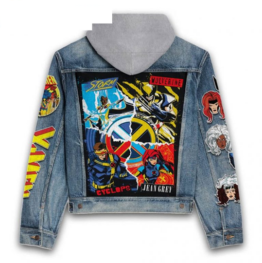 X-Men Marvel Comics Hoodie Denim Jacket