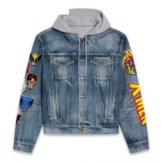 X-Men Marvel Comics Hoodie Denim Jacket