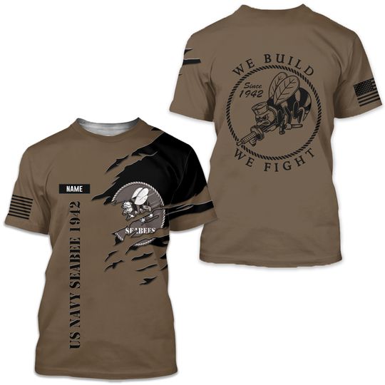 Custom Name US Navy Seabee 1942 3D T-Shirt