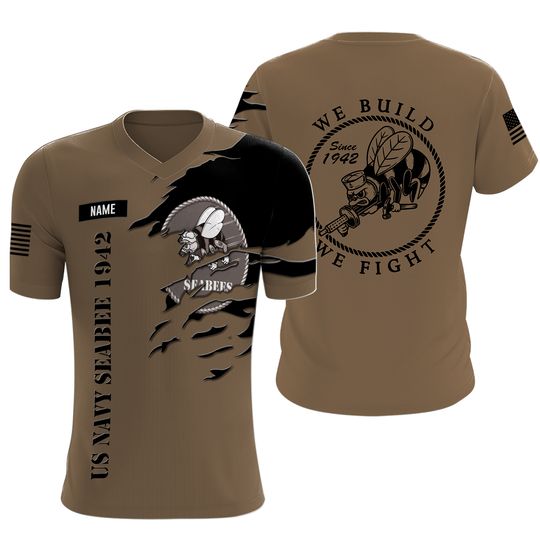 Custom Name US Navy Seabee 1942 3D T-Shirt