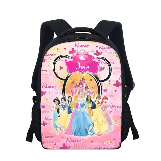 Personalized Watercolor Princess Backpack, Custom Name Princess Baby Girl Backpack, Mouse Head Drink Backpack, Magic Kingdom Backpack