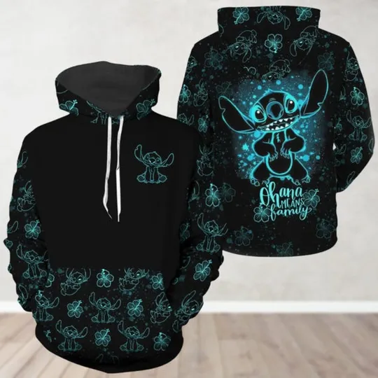 Personalized Lilo And Stitch Ohana Means Family Hoodie 3D