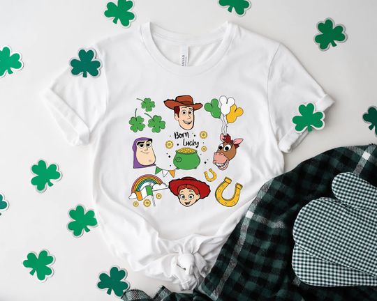 Toy Story St. Patrick's Day T-Shirt, Disney Woody Buzz Lightyear Shamrocks Tee