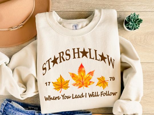 Fall Shirt Stars Hollow Sweatshirt, Stars Hollow Where You Lead I Will Follow Sweatshirt, Fall Leaf Sweatshirt