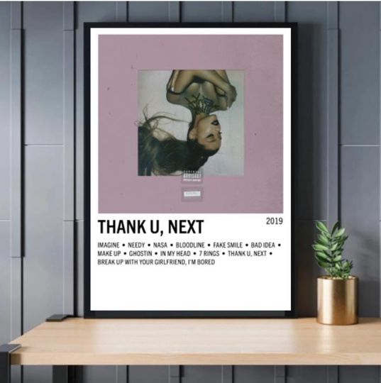 Ariana Thank U, Next Poster | Album Cover Poster | Minimalist Music| Aesthetic Pop Decor