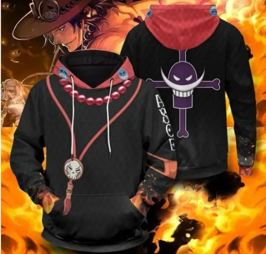 One Piece Ace Hoodie – Anime Cosplay Hooded Sweatshirt Jacket for Fans