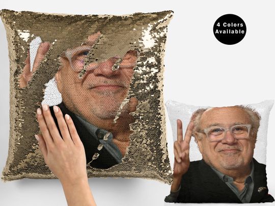 Danny Devito Sequin Pillow , Celebrity Pillow Case, Danny Devito Flip Sequin Pillow, Danny Devito Pillow Cushion Home Decor