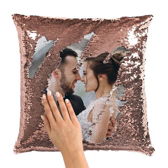 Custom Photo Sequin Pillow Design Mermaid Reversible Covers Custom Personalized Flip Reversible Sequin Pillow Magic Decorative Xmas gifts