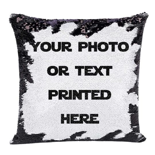 Sequin Pillow Personalized | Custom Photo/text Pillow| Custom Magic Pillow | Mermaid Pillow | Hidden Message Personalized Pillow