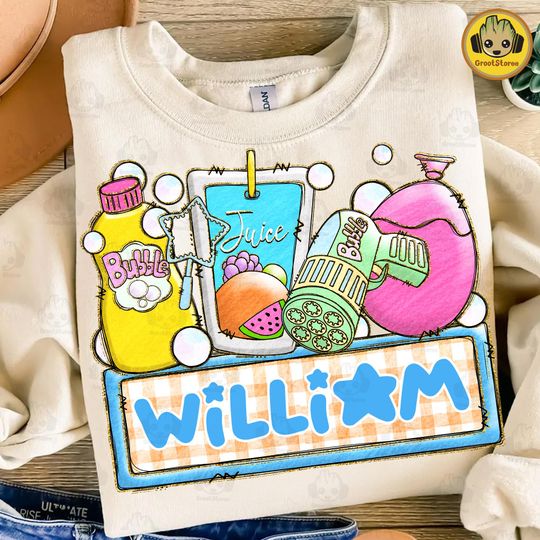 Custom Boys Summer Sweatshirt with Name Plate, Summer Time Sublimation Design, Kids Outside Fun Shirt