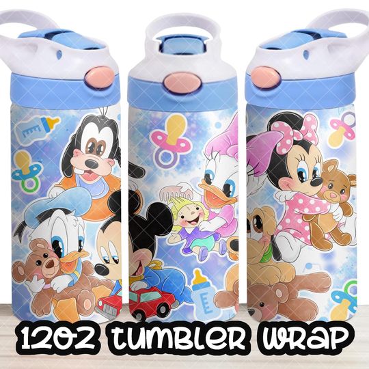 Mickey Mouse Minnie Daisy Pluto Goofy Cup, 12oz Flip Top Cup Wrap