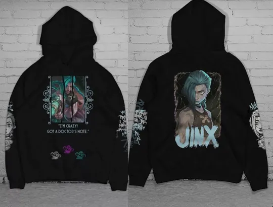 Unisex Arcane Jinx Black League Of Legends Characters Hoodie 3D