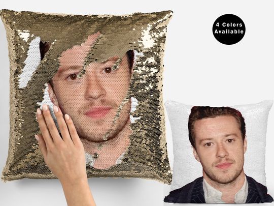 Joseph quinn sequin pillow, celebrity sequin pillow, joseph quinn flip sequin pillow, joseph quinn pillow gift idea for fans