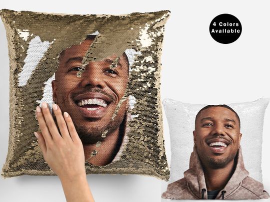 Michael b jordan sequin pillow, flip sequin pillow, cool michael b jordan pillow, michael b jordan fans pillow cushion gift