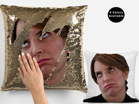 Tina Fey Sequin Pillow, Tina Fey Flip Sequin Pillow, American Actress Tina Fey Pillow Home Decor, Tina Fey Gift Idea For Fans