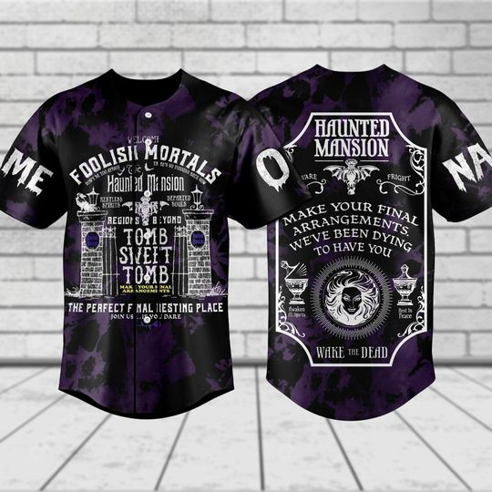Custom Halloween Haunted Mansion Baseball Jersey, Horror Foolish Mortals Jersey Shirt