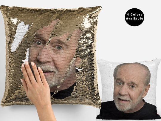 George carlin sequin pillow, cool celebrity pillow, american comedian george carlin flip sequin Pillowgift idea for fans