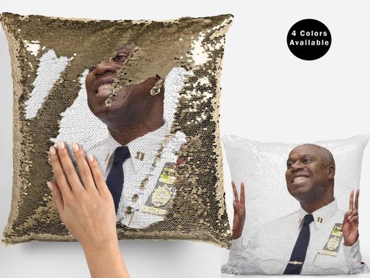 Andre braugher peace sequin pillow, funny andre braugher sequin Pillow, captain peace meme gift idea