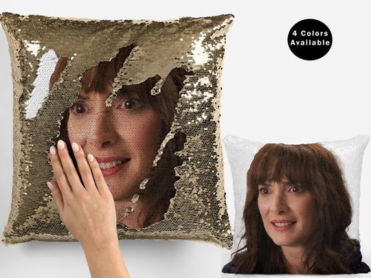Winona ryder sequin pillow, winona ryder cushion home decor, winona pillow, beautiful winona ryder flip sequin pillow gift fans