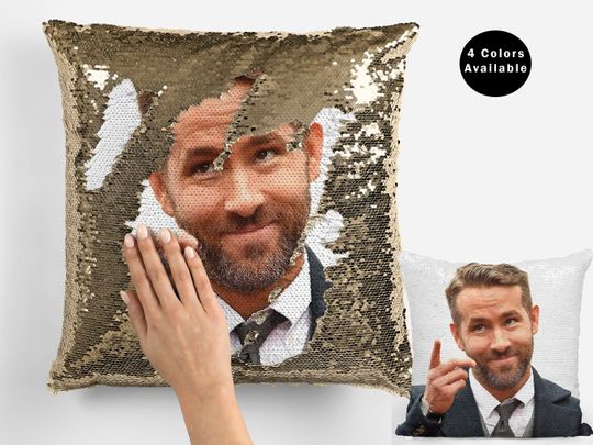Ryan reynolds sequin pillow, celebrity sequin pillow, ryan reynolds flip sequin Pillow, handsome ryan reynolds  pillow