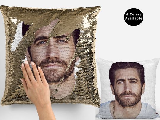 Jake gyllenhaal sequin pillow, celebrity sequin Pillow, jake gyllenhaal flip sequin pillow, pillow cushion & pillow gift idea