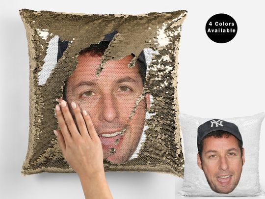 Adam Sandler's Face Sequin Pillow, Celebrity Sequin Pillow, Adam Sandler Meme Flip Sequin Pillow, Adam Sandler Gift For Fans