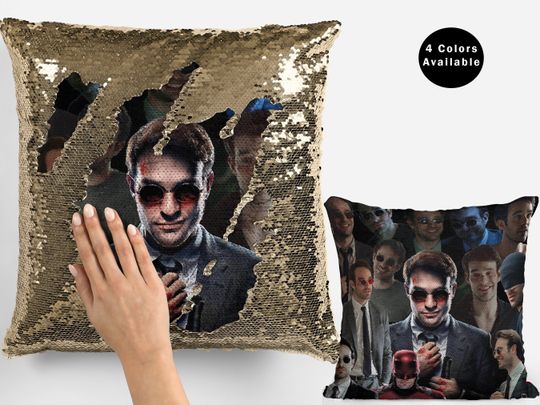 Charlie cox - matt sequin pillow, handsome matt flip sequin Pillow, charlie cox fan pillow gift
