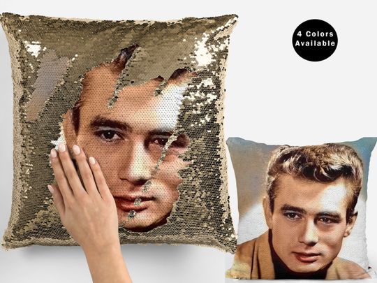 James dean sequin pillow, james dean flip sequin Pillow, pillow gift, throw pillow cushion gift idea for james dean fans
