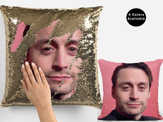 Kieran culkin sequin pillow, flip sequin Pillow, cool kieran culkin pillow, kieran culkin fans pillow cushion gift idea