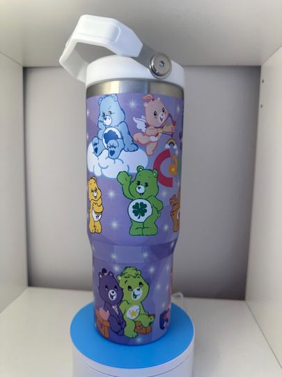 30oz  Cute Bears  Matte Water Bottle Tumbler with Flip Straw